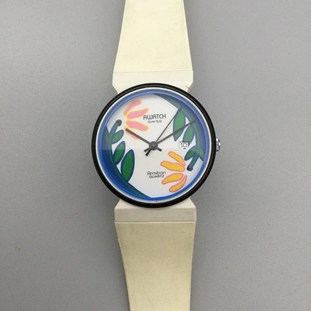 Vintage AWATCH Armitron Womens Watch 31mm Swiss Floral Dial Date New Battery